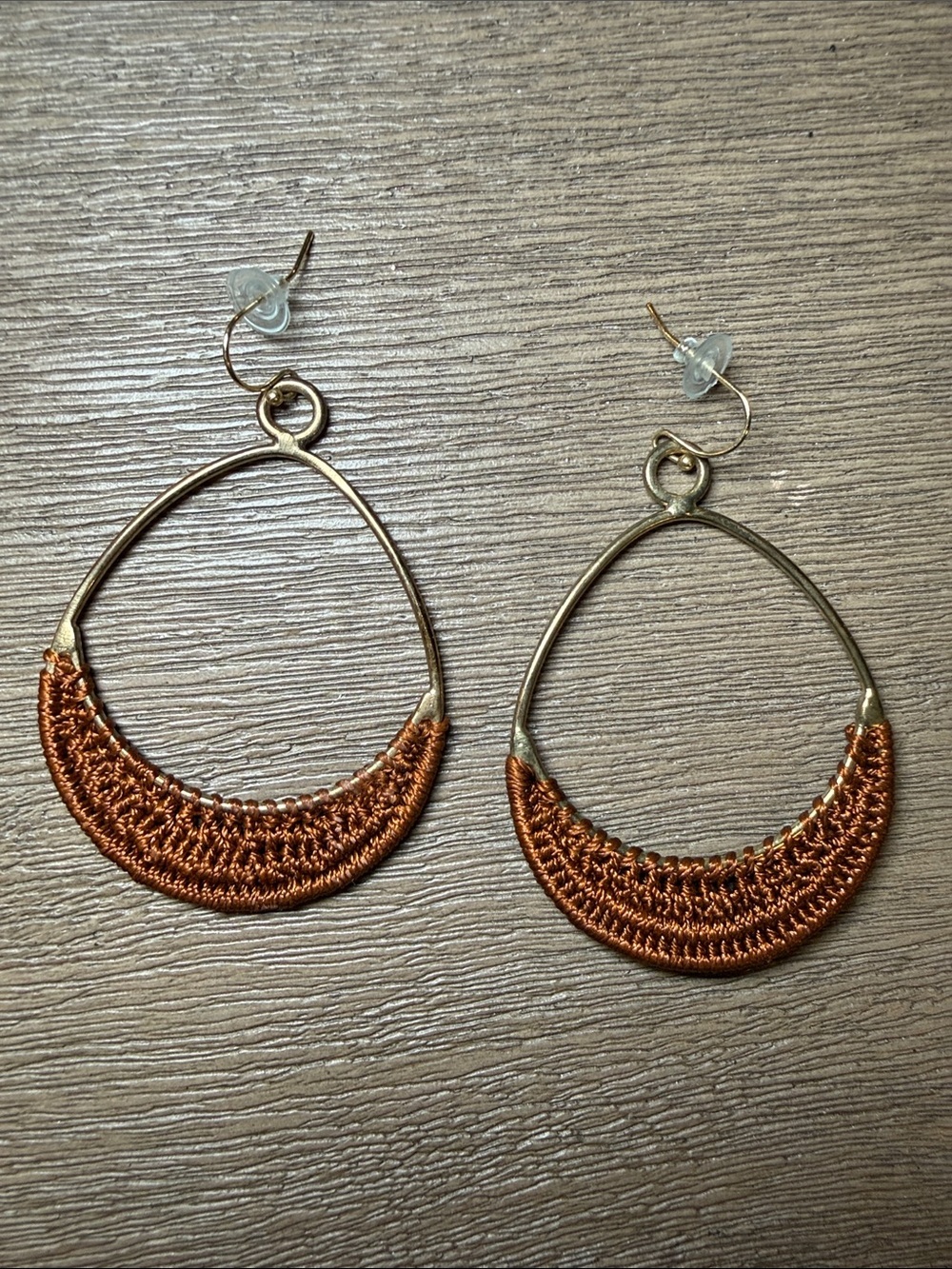 Brown Crochet Hoop Earrings - Women Jewelry - Picture 4 of 7